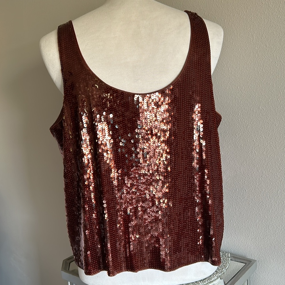 Express | Brown Scoop Neck Tank Top - Size XL Sequin  Luxury Classy Fall - Picture 2 of 9